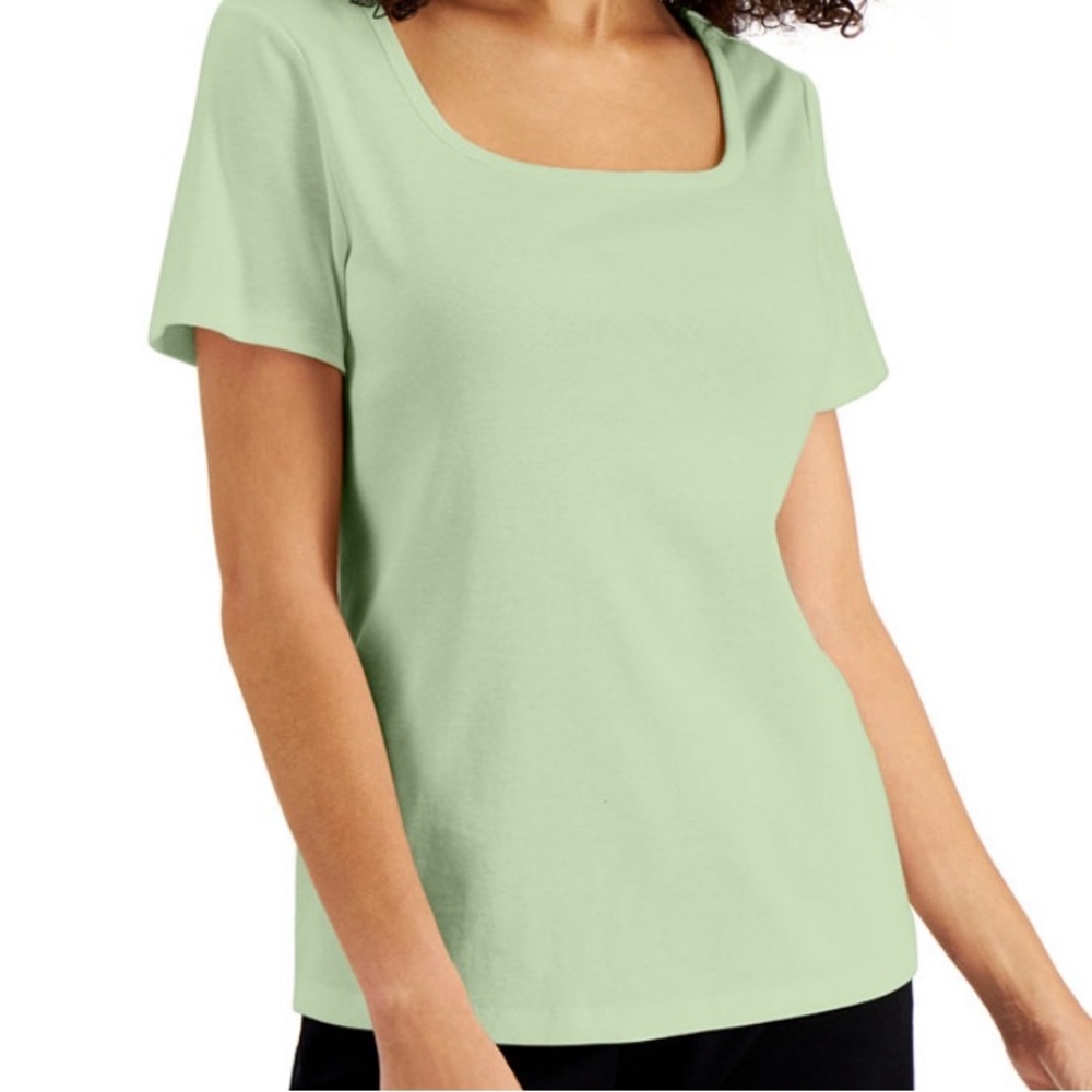 Karen Scott Squared Neck Cotton Top